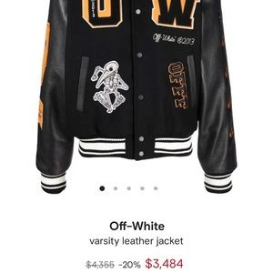 Off-White Leather Varsity Jacket